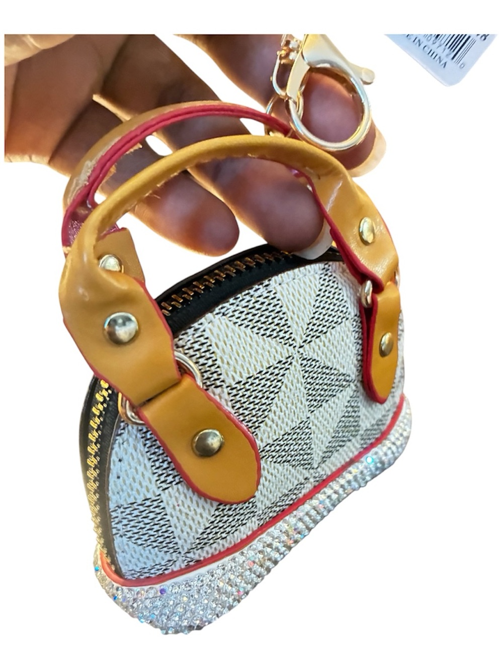 Mini Women's Handbag Keychain - Yellow Accent